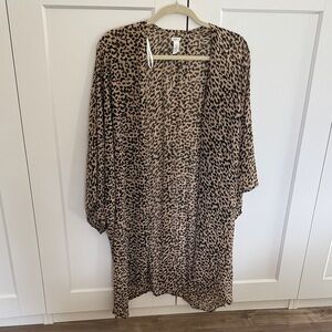 Aerie Leopard Print Kimono Cardigan Beach cover up